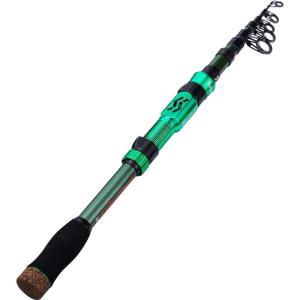 Sougayilang Telescopic Fishing Rod – 24 Ton Carbon Fiber,CNC Machined Reel Seat, Comfortable EVA Handle, Travel Fishing Rod for Bass Trout Fishing(GREEN)