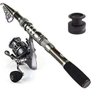 Sougayilang Telescopic Fishing Rod Reel Combos with Carbon Fiber Fishing Pole Spinning Reels and Fishing Accessories(Only Fishing Rod and Reel)