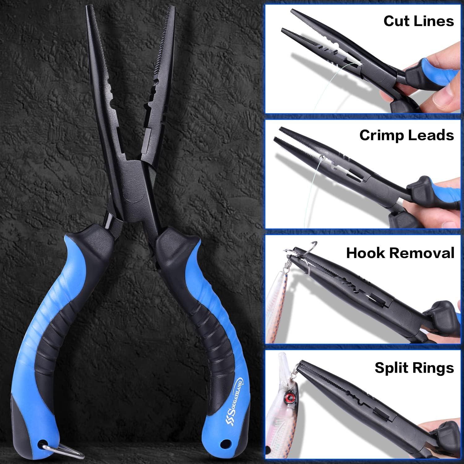 image:imageSougayilang Fishing 3Pcs Tool Sets with Resistant Fishing Pliers Fishing GripperFishing Fillet Knife Fishing Gear Sets for Freshwater Saltwater Best Gifts for Anglers