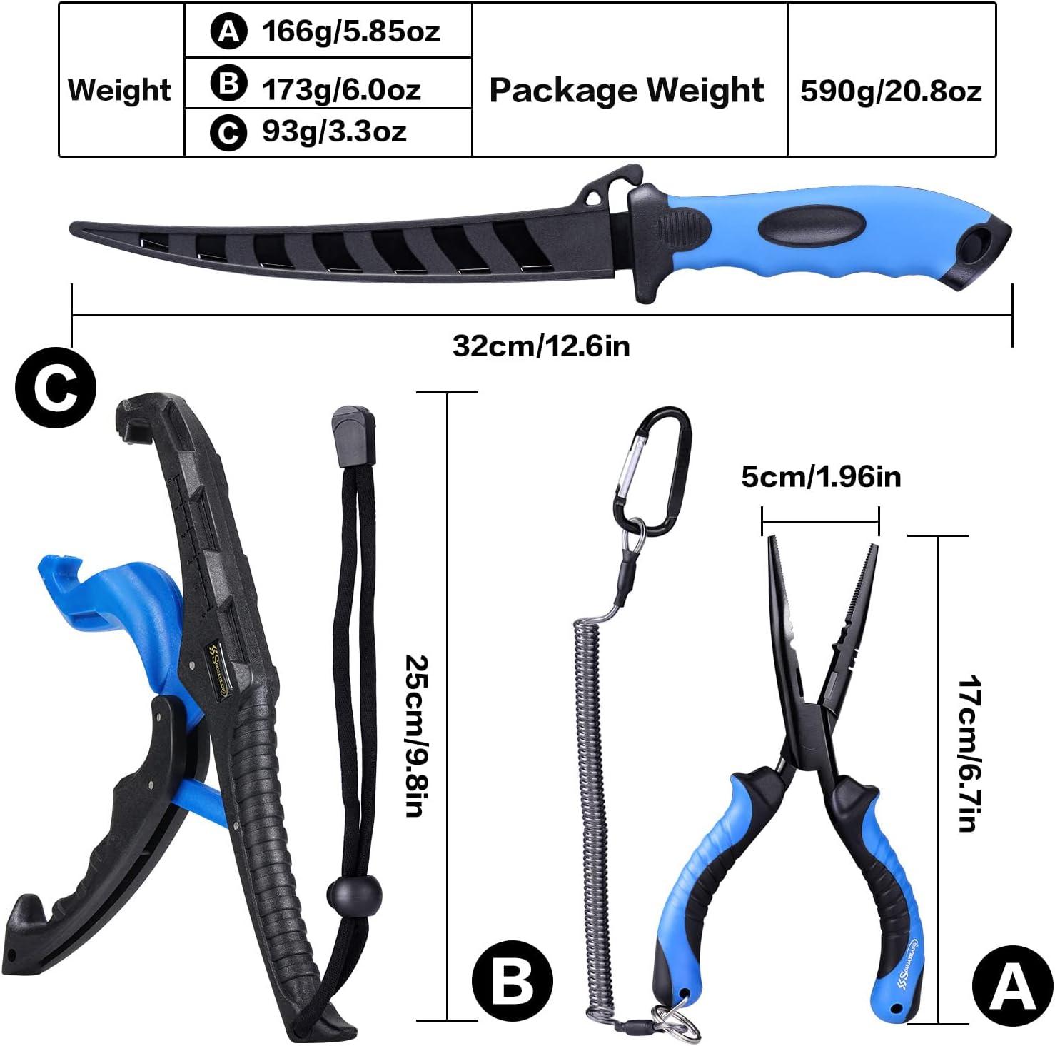 image:imageSougayilang Fishing 3Pcs Tool Sets with Resistant Fishing Pliers Fishing GripperFishing Fillet Knife Fishing Gear Sets for Freshwater Saltwater Best Gifts for Anglers
