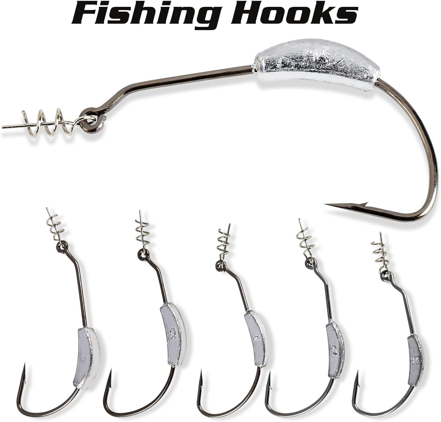 image:imageSougayilang Fishing Hooks High Carbon Steel Worm Soft Bait Jig Fish Hooks with Plastic Box25pcs weighted