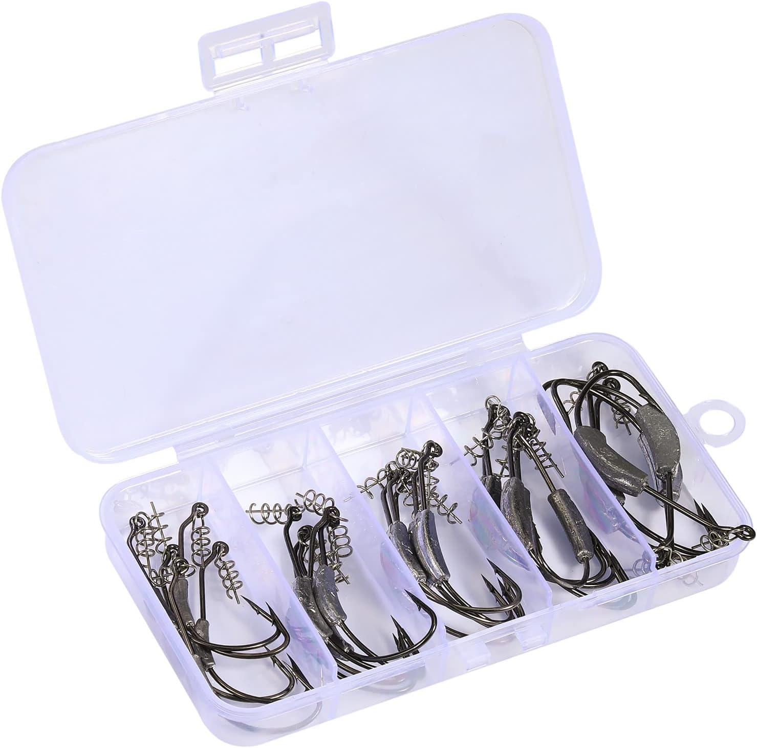image:imageSougayilang Fishing Hooks High Carbon Steel Worm Soft Bait Jig Fish Hooks with Plastic Box25pcs weighted