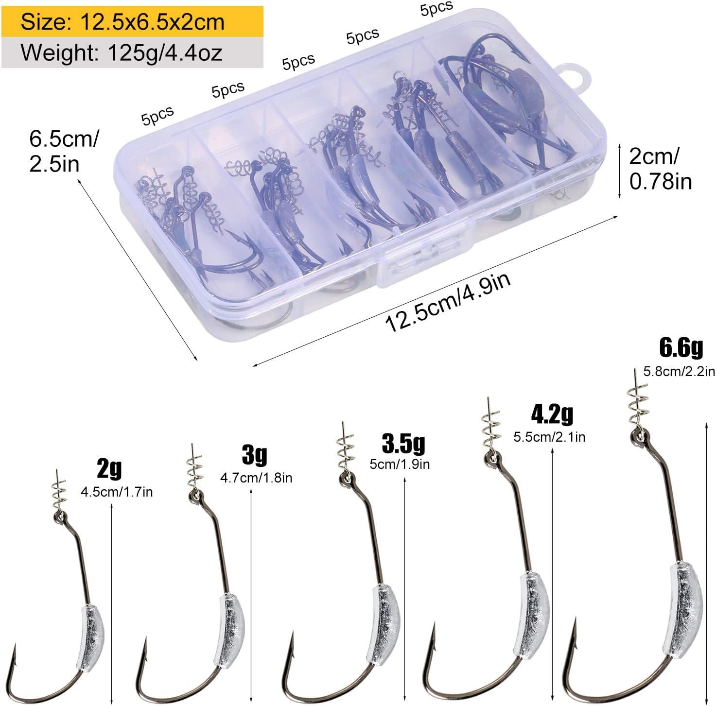 image:imageSougayilang Fishing Hooks High Carbon Steel Worm Soft Bait Jig Fish Hooks with Plastic Box25pcs weighted