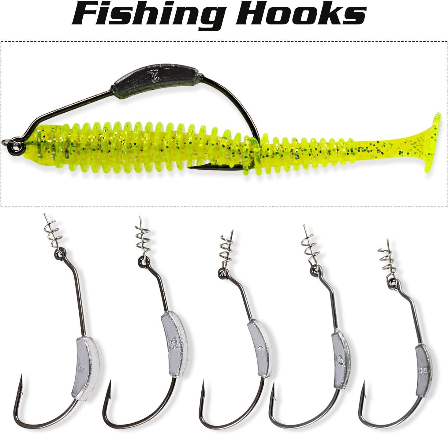 image:imageSougayilang Fishing Hooks High Carbon Steel Worm Soft Bait Jig Fish Hooks with Plastic Box25pcs weighted