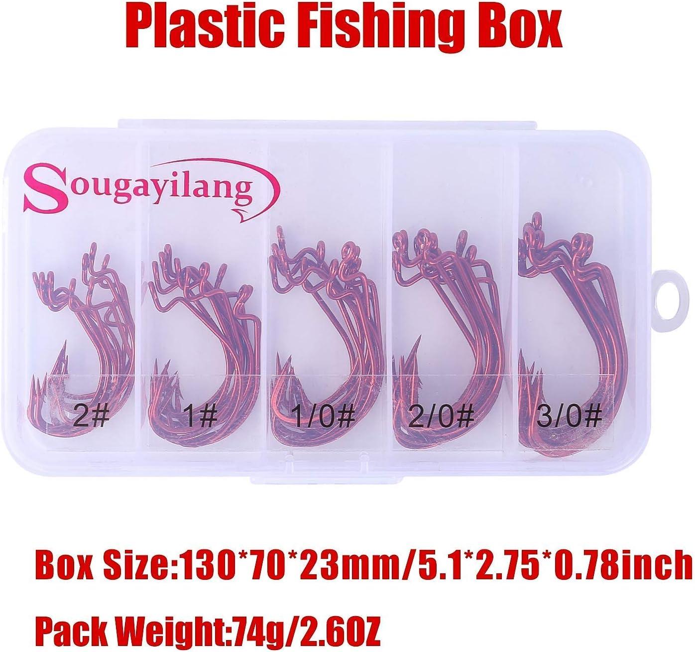 image:imageSougayilang Fishing Hooks High Carbon Steel Worm Soft Bait Jig Fish Hooks with Plastic Box50PCSred