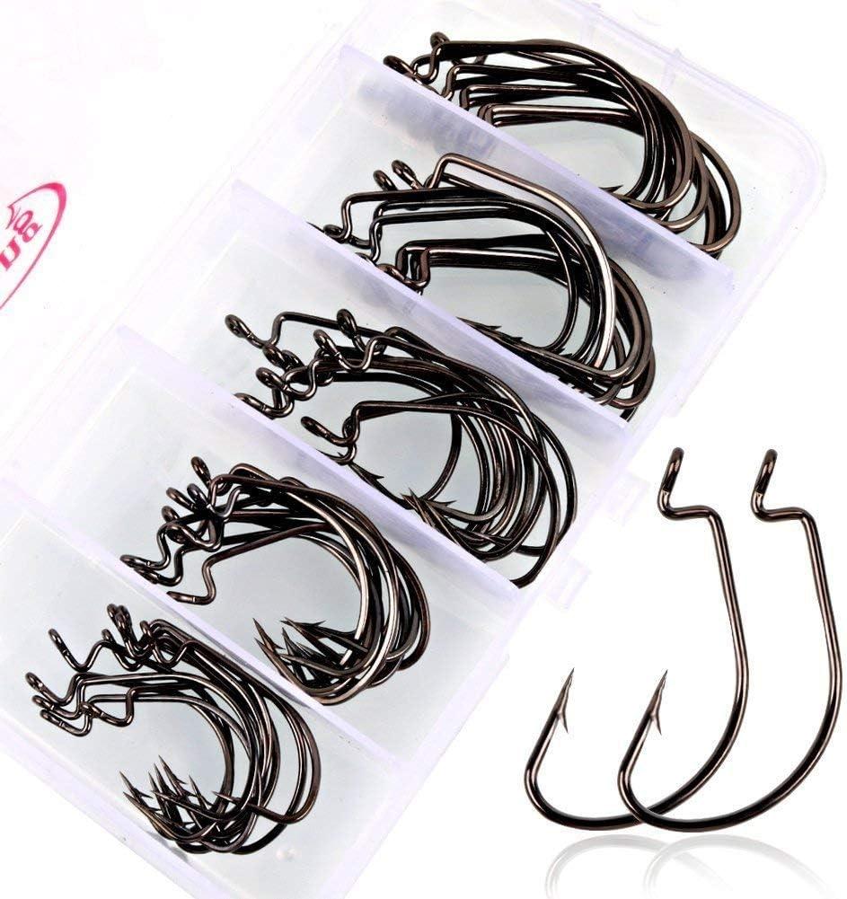 image:imageSougayilang Fishing Hooks High Carbon Steel Worm Soft Bait Jig Fish Hooks with Plastic Boxsilver