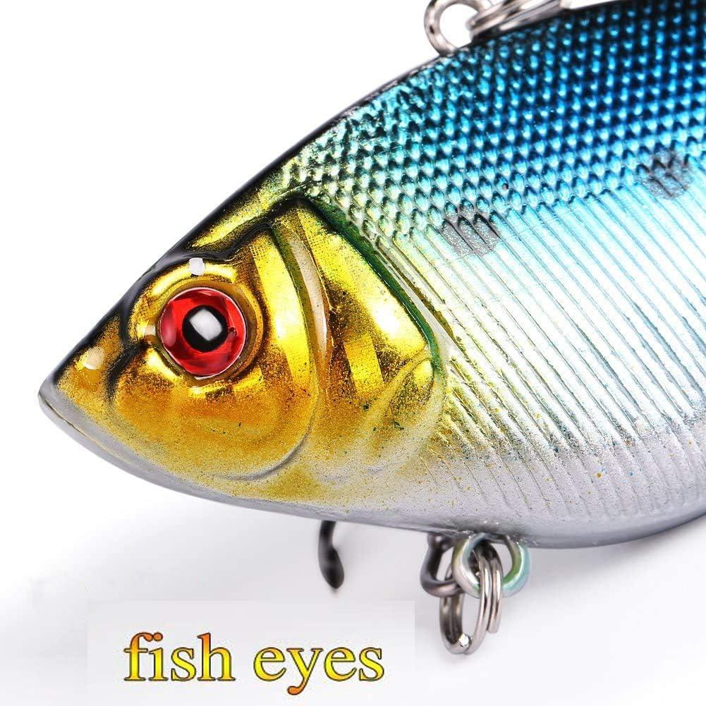 image:imageSougayilang Fishing Lures Large Hard Bait Minnow VIB Lure with Treble Hook LifeLike Swimbait Fishing Bait Popper Crankbait Vibe Sinking Lure for Bass Trout Walleye RedfishType 15PCS with Box