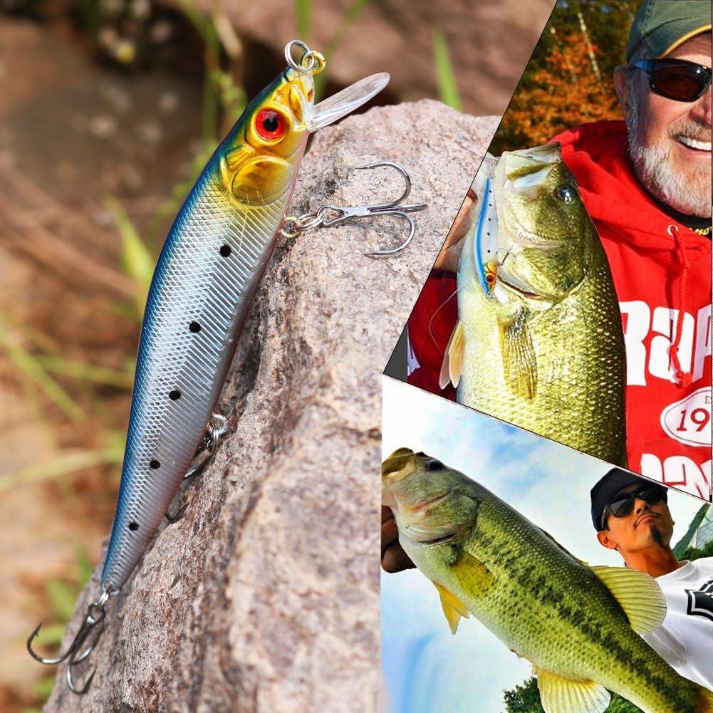image:imageSougayilang Fishing Lures Large Hard Bait Minnow VIB Lure with Treble Hook LifeLike Swimbait Fishing Bait Popper Crankbait Vibe Sinking Lure for Bass Trout Walleye RedfishType 310PCS