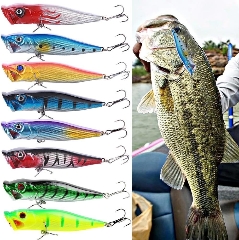 image:imageSougayilang Fishing Lures Large Hard Bait Minnow VIB Lure with Treble Hook LifeLike Swimbait Fishing Bait Popper Crankbait Vibe Sinking Lure for Bass Trout Walleye RedfishType 210PCS