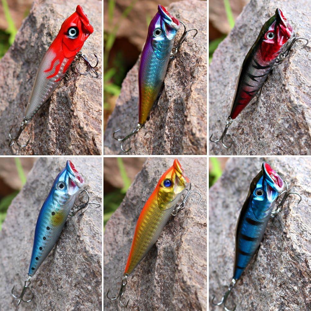 image:imageSougayilang Fishing Lures Large Hard Bait Minnow VIB Lure with Treble Hook LifeLike Swimbait Fishing Bait Popper Crankbait Vibe Sinking Lure for Bass Trout Walleye RedfishType 210PCS