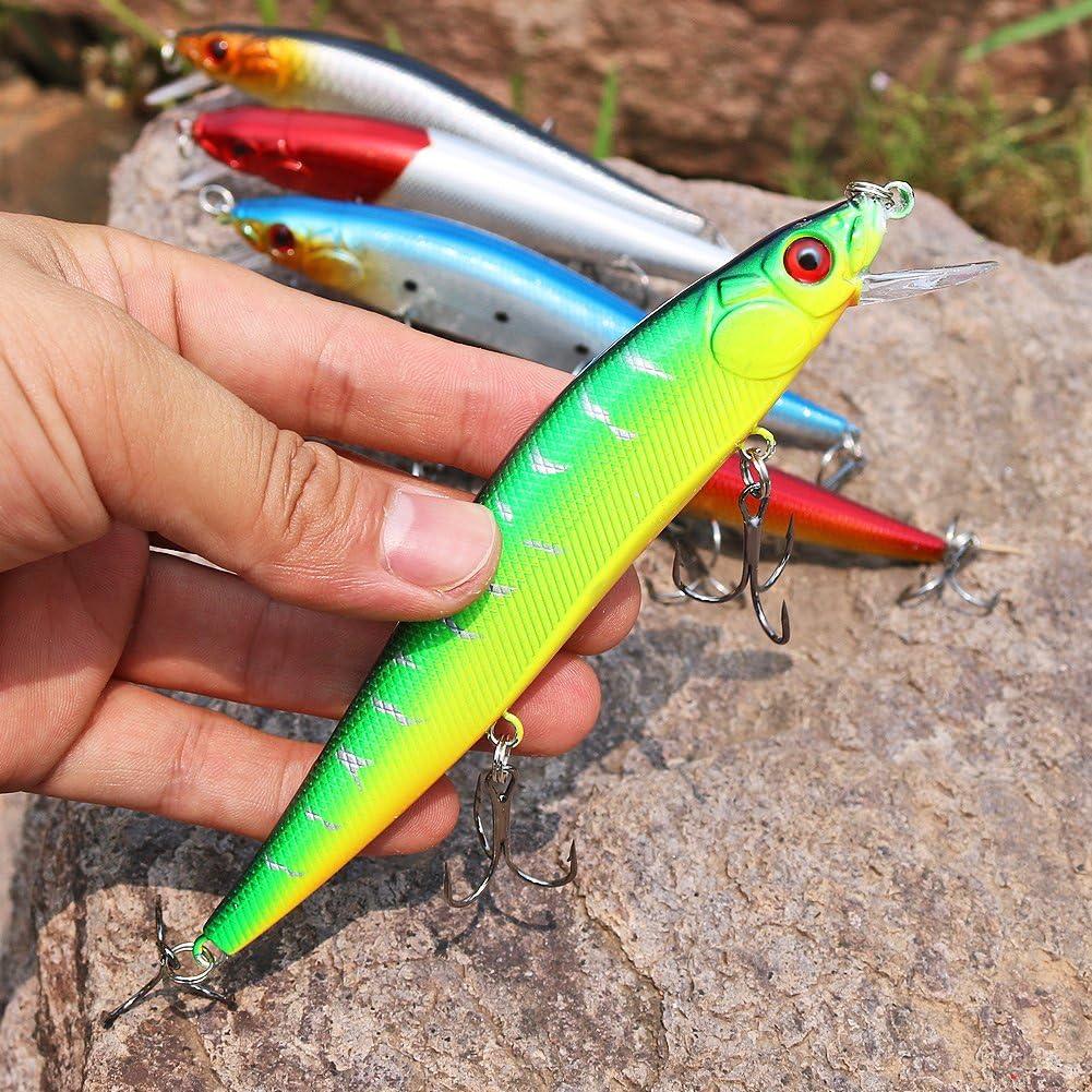image:imageSougayilang Fishing Lures Large Hard Bait Minnow VIB Lure with Treble Hook LifeLike Swimbait Fishing Bait Popper Crankbait Vibe Sinking Lure for Bass Trout Walleye RedfishType 310PCS