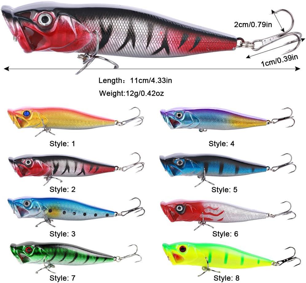 image:imageSougayilang Fishing Lures Large Hard Bait Minnow VIB Lure with Treble Hook LifeLike Swimbait Fishing Bait Popper Crankbait Vibe Sinking Lure for Bass Trout Walleye RedfishType 210PCS