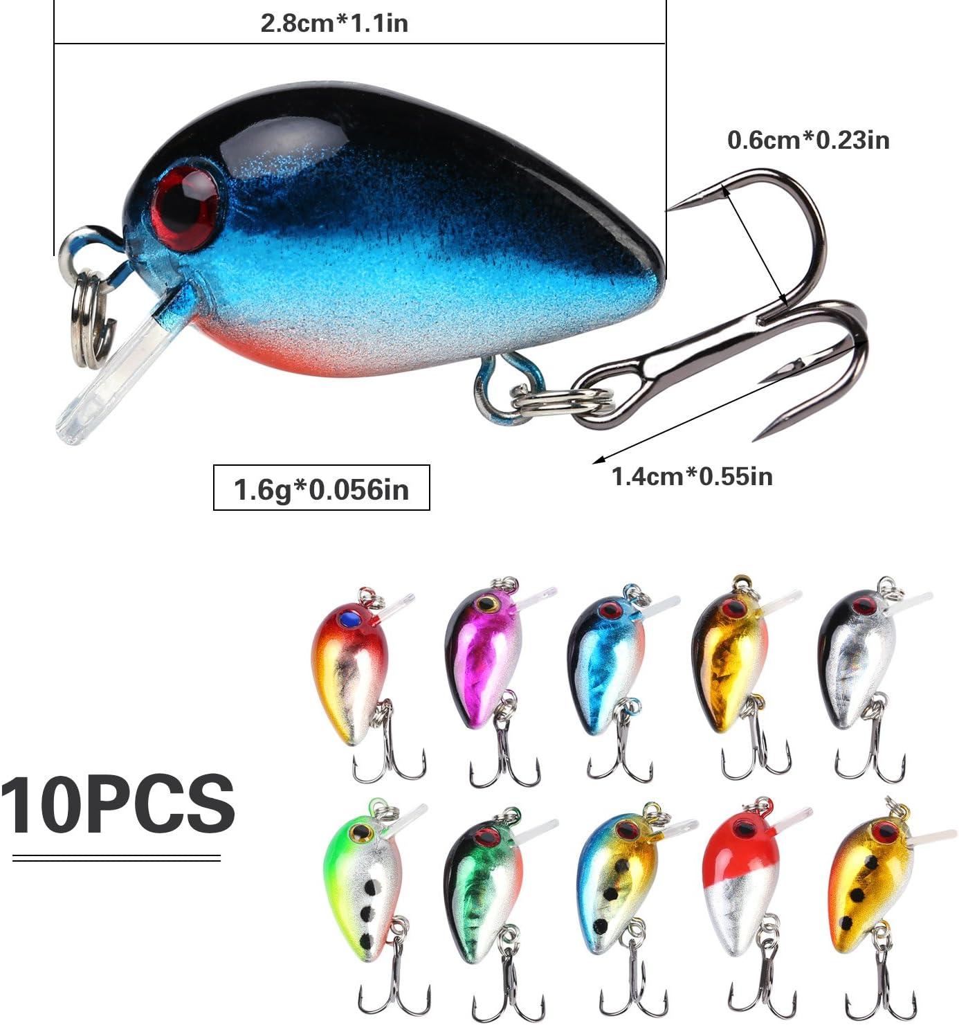 image:imageSougayilang Fishing Lures Large Hard Bait Minnow VIB Lure with Treble Hook LifeLike Swimbait Fishing Bait Popper Crankbait Vibe Sinking Lure for Bass Trout Walleye RedfishType 510PCS Mini lures with Box