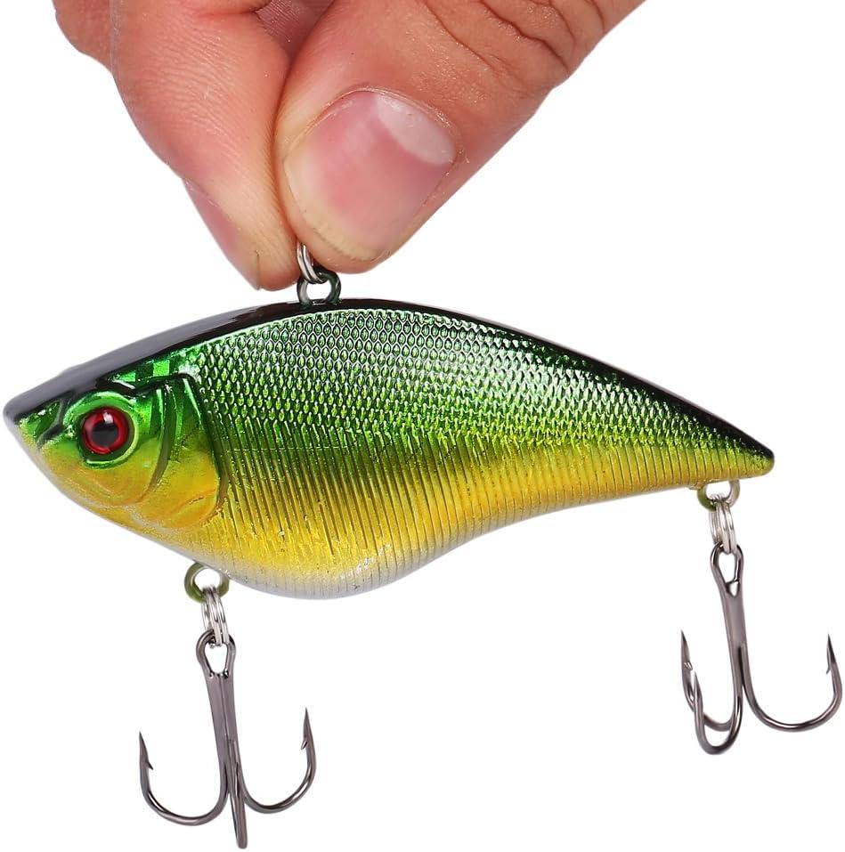 image:imageSougayilang Fishing Lures Large Hard Bait Minnow VIB Lure with Treble Hook LifeLike Swimbait Fishing Bait Popper Crankbait Vibe Sinking Lure for Bass Trout Walleye RedfishType 15PCS with Box