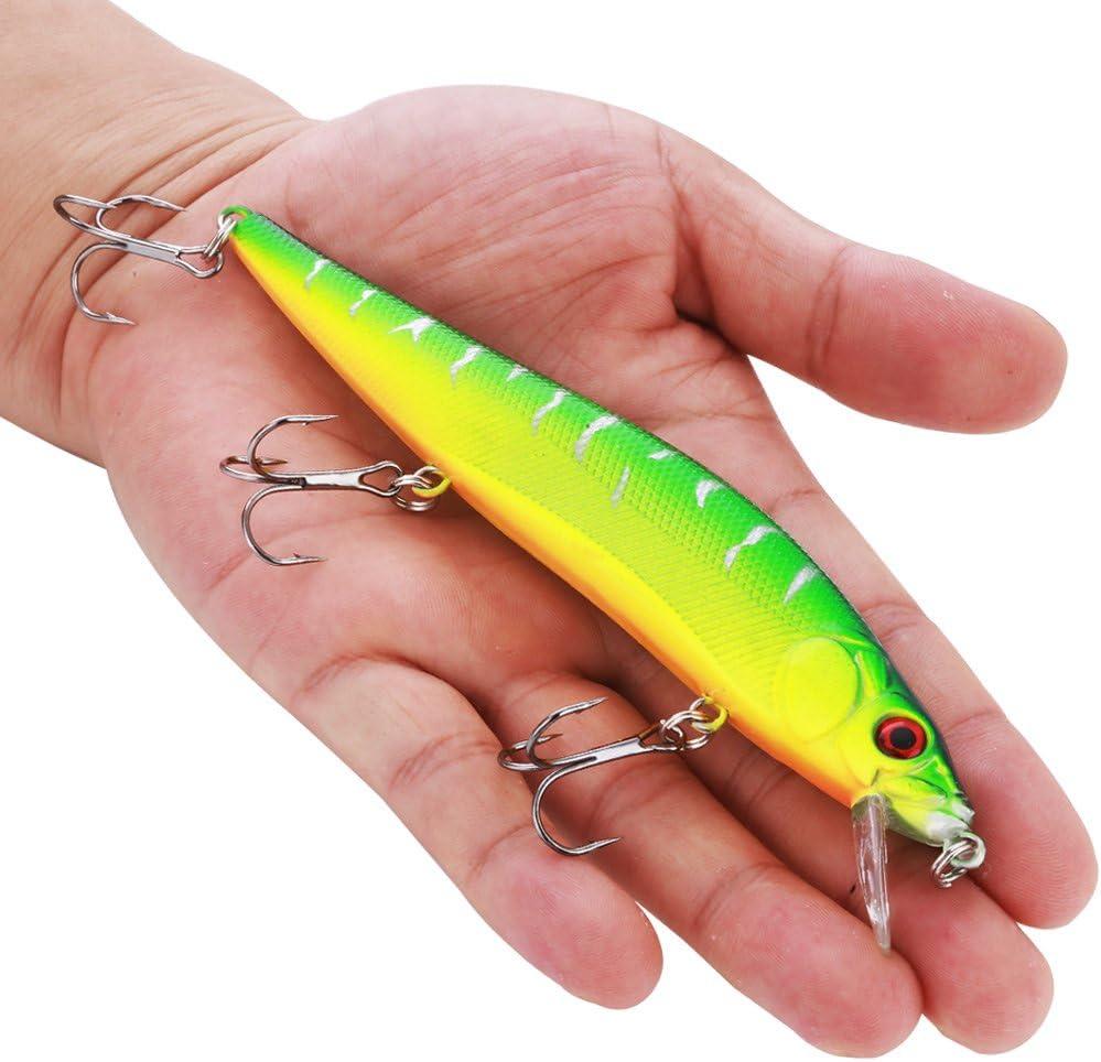 image:imageSougayilang Fishing Lures Large Hard Bait Minnow VIB Lure with Treble Hook LifeLike Swimbait Fishing Bait Popper Crankbait Vibe Sinking Lure for Bass Trout Walleye RedfishType 310PCS
