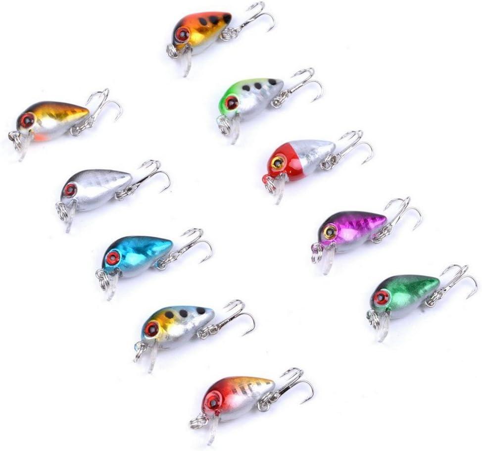 image:imageSougayilang Fishing Lures Large Hard Bait Minnow VIB Lure with Treble Hook LifeLike Swimbait Fishing Bait Popper Crankbait Vibe Sinking Lure for Bass Trout Walleye RedfishType 510PCS Mini lures with Box