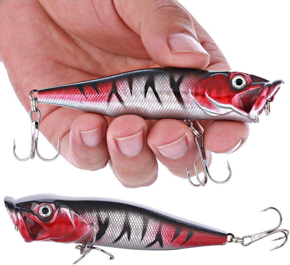 image:imageSougayilang Fishing Lures Large Hard Bait Minnow VIB Lure with Treble Hook LifeLike Swimbait Fishing Bait Popper Crankbait Vibe Sinking Lure for Bass Trout Walleye RedfishType 210PCS