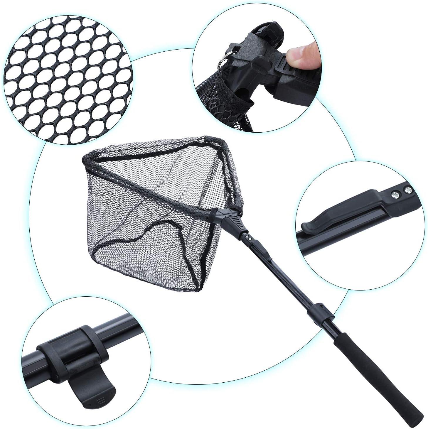 image:imageSougayilang Fishing Net Fish Landing Net Foldable Collapsible Telescopic Pole with EVA Handle Durable Nylon Material Mesh Safe Fish Catching or ReleasingBlacktelescopic Handle374