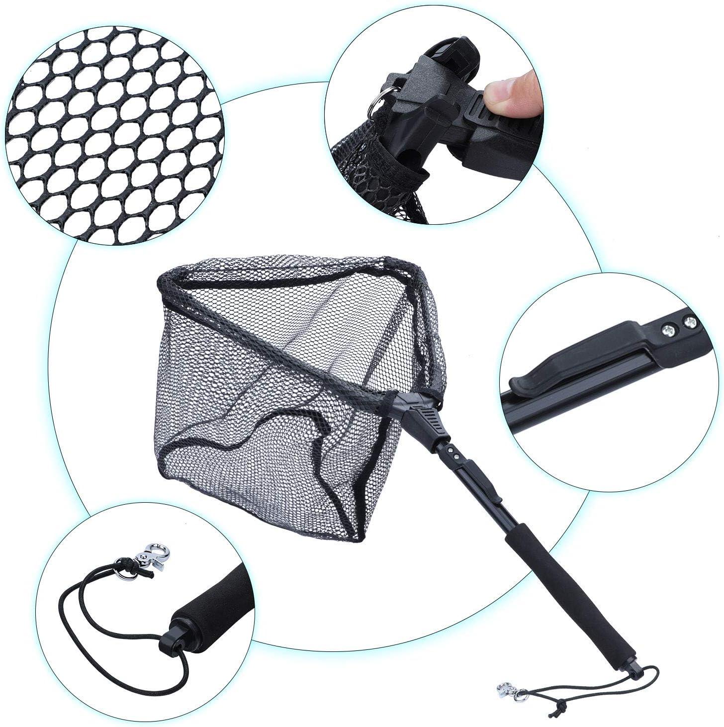 image:imageSougayilang Fishing Net Fish Landing Net Foldable Collapsible Telescopic Pole with EVA Handle Durable Nylon Material Mesh Safe Fish Catching or ReleasingBlackextended Length283 Hoop Size145