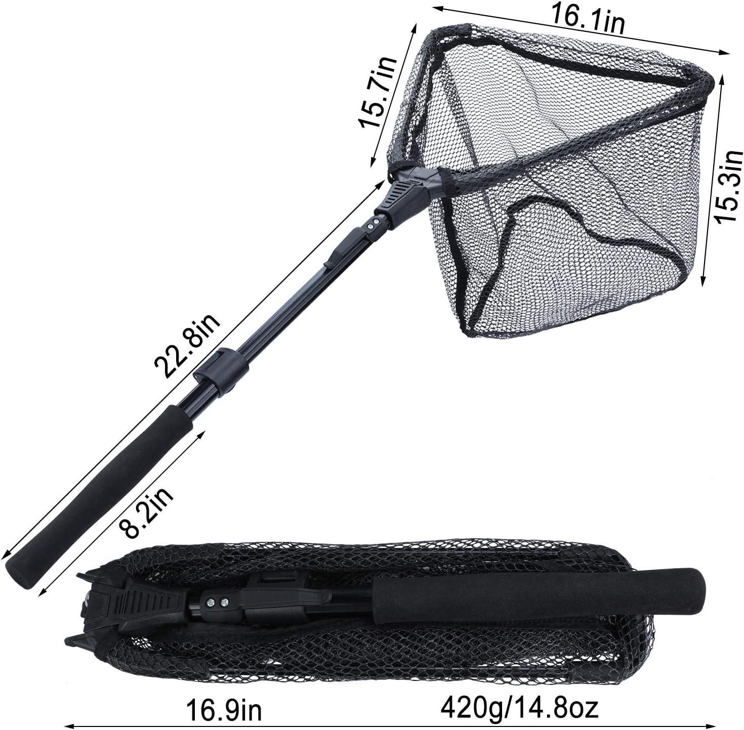 image:imageSougayilang Fishing Net Fish Landing Net Foldable Collapsible Telescopic Pole with EVA Handle Durable Nylon Material Mesh Safe Fish Catching or ReleasingBlacktelescopic Handle374
