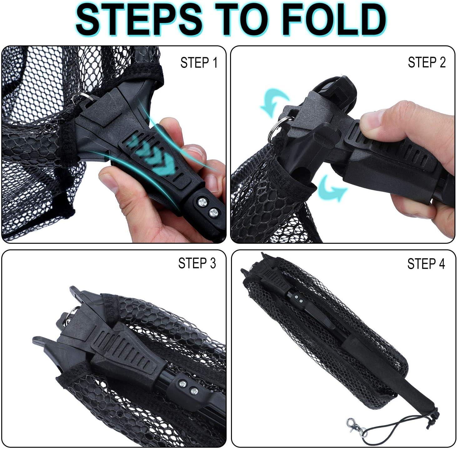 image:imageSougayilang Fishing Net Fish Landing Net Foldable Collapsible Telescopic Pole with EVA Handle Durable Nylon Material Mesh Safe Fish Catching or ReleasingBlacktelescopic Handle374