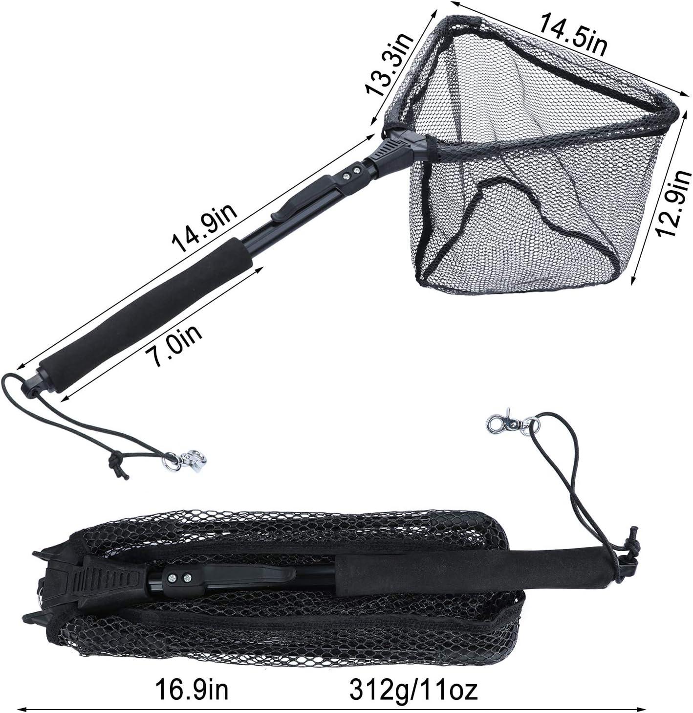 image:imageSougayilang Fishing Net Fish Landing Net Foldable Collapsible Telescopic Pole with EVA Handle Durable Nylon Material Mesh Safe Fish Catching or ReleasingBlackextended Length283 Hoop Size145