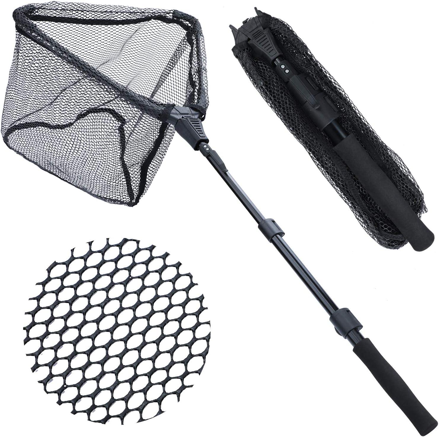 image:imageSougayilang Fishing Net Fish Landing Net Foldable Collapsible Telescopic Pole with EVA Handle Durable Nylon Material Mesh Safe Fish Catching or ReleasingBlacktelescopic Handle452