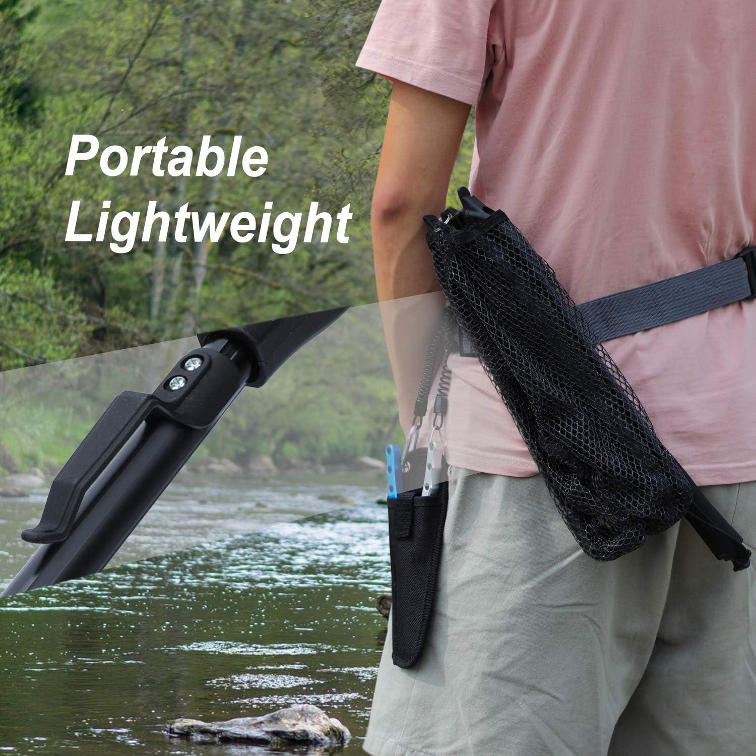 image:imageSougayilang Fishing Net Fish Landing Net Foldable Collapsible Telescopic Pole with EVA Handle Durable Nylon Material Mesh Safe Fish Catching or ReleasingRedfixed Handle295
