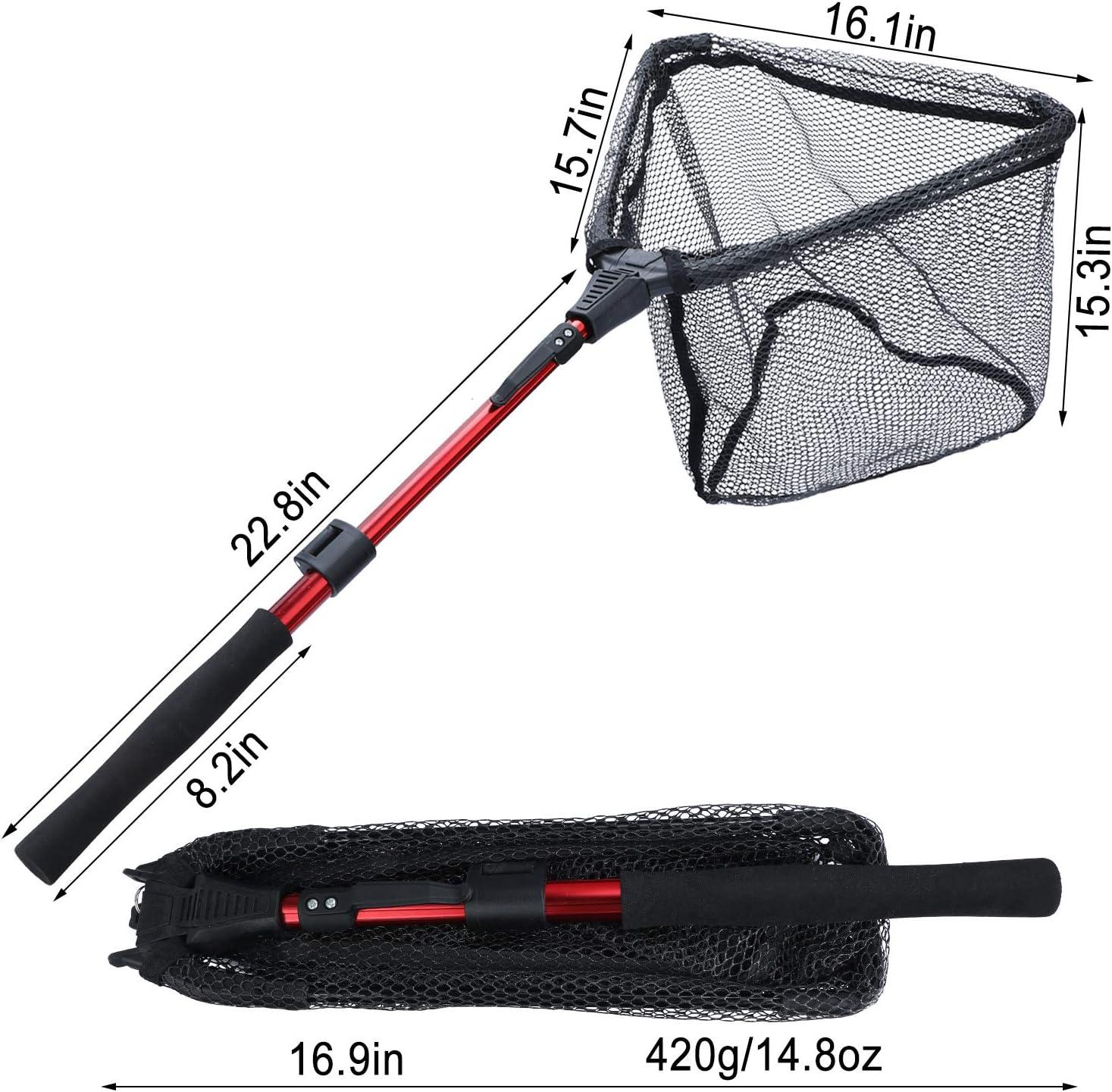 image:imageSougayilang Fishing Net Fish Landing Net Foldable Collapsible Telescopic Pole with EVA Handle Durable Nylon Material Mesh Safe Fish Catching or ReleasingRedtelescopic Handle374