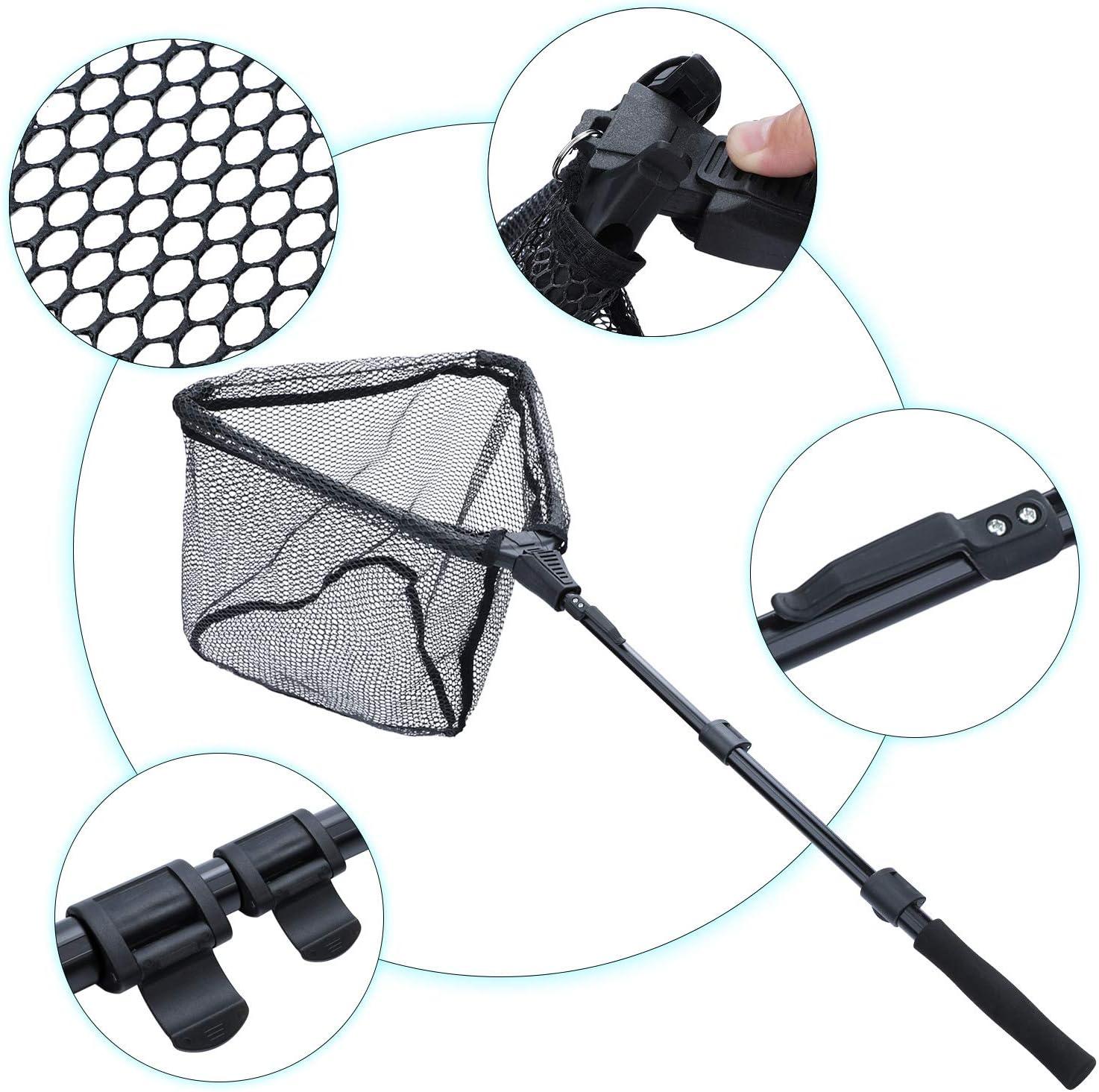 image:imageSougayilang Fishing Net Fish Landing Net Foldable Collapsible Telescopic Pole with EVA Handle Durable Nylon Material Mesh Safe Fish Catching or ReleasingBlacktelescopic Handle452