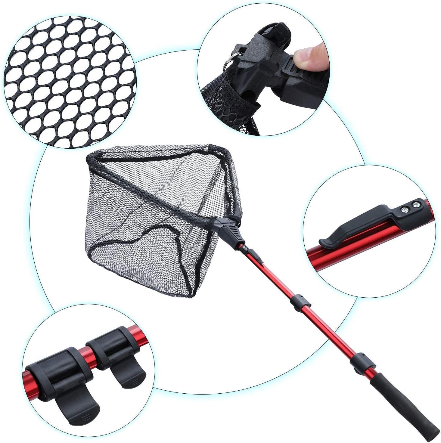 image:imageSougayilang Fishing Net Fish Landing Net Foldable Collapsible Telescopic Pole with EVA Handle Durable Nylon Material Mesh Safe Fish Catching or ReleasingRedextended Length453 Hoop Size165