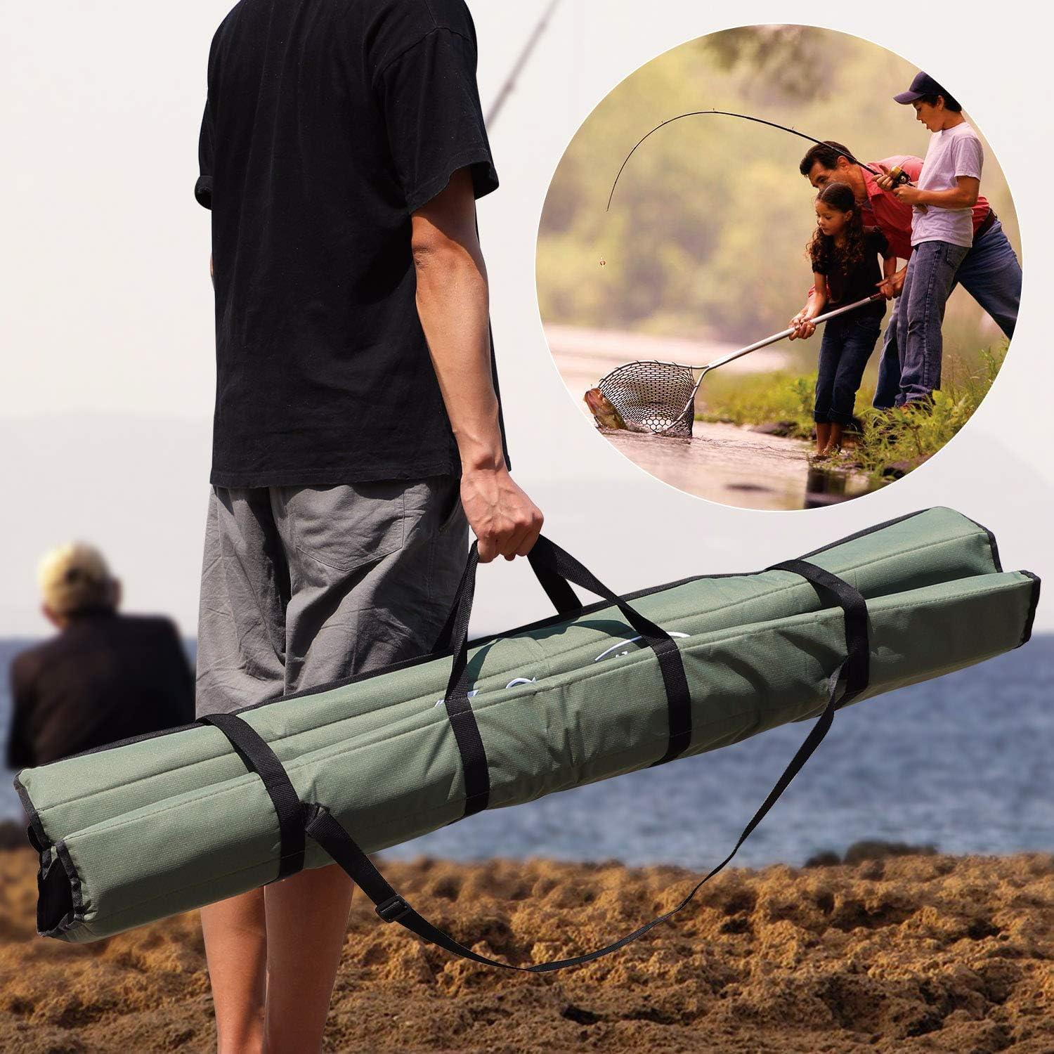 image:imageSougayilang Fishing Rod Bag Canvas Rod Case Organizer Pole Storage Bag Fishing Rod and Reel Carrier Organizer for Travel Gift for Father Boyfriend and FamilyGreen127CM41FT