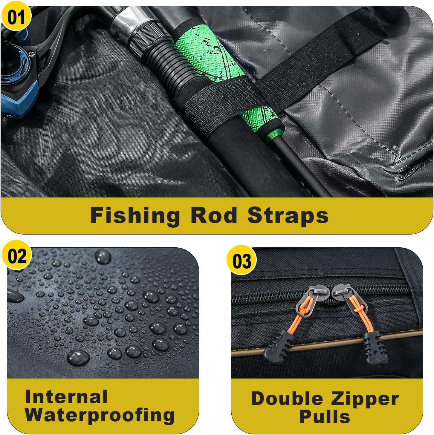 image:imageSougayilang Fishing Rod Case 3 Layers Organizer Pole Storage Bag Fishing Rod and Reel Carrier Organizer for Travel135cm53inBlueBlackLength 135cm53in