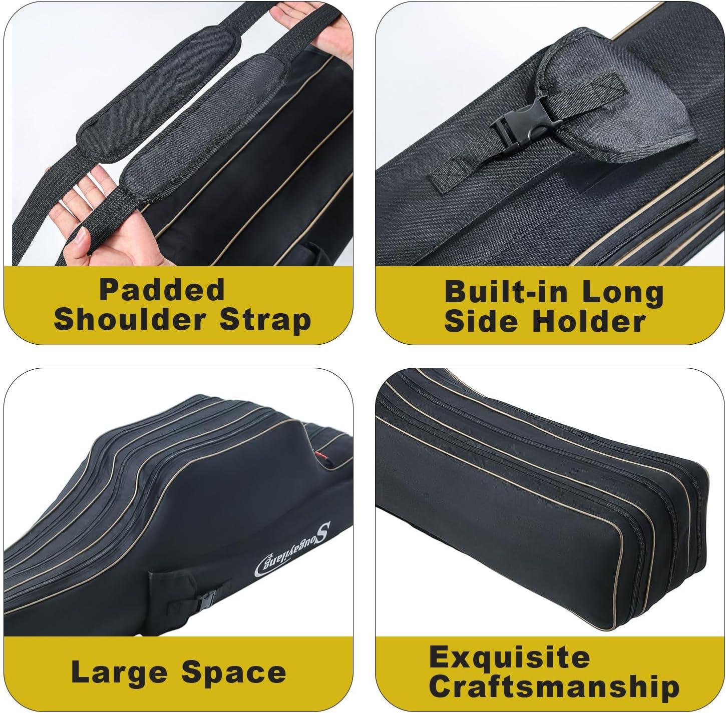 image:imageSougayilang Fishing Rod Case 3 Layers Organizer Pole Storage Bag Fishing Rod and Reel Carrier Organizer for Travel135cm53inBlueBlackLength 135cm53in