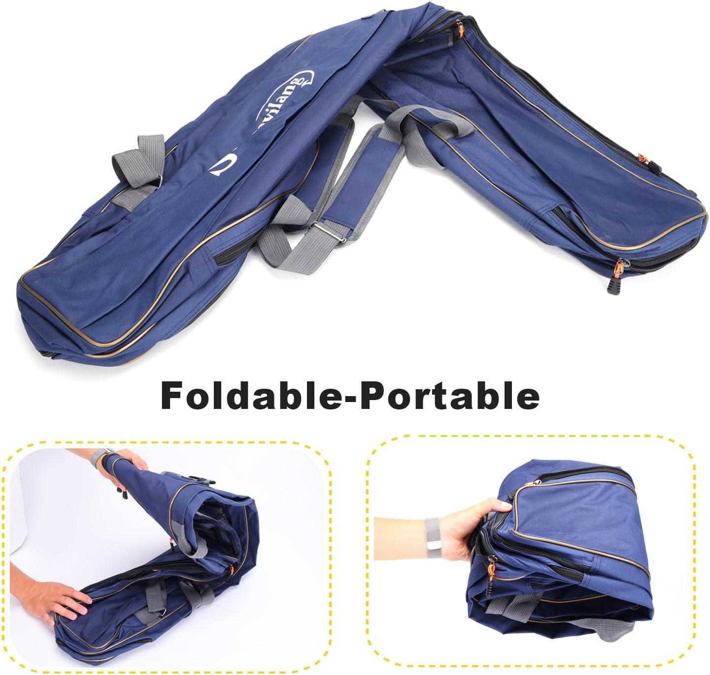 image:imageSougayilang Fishing Rod Case 3 Layers Organizer Pole Storage Bag Fishing Rod and Reel Carrier Organizer for Travel135cm53inBlueBlueLength 135cm53in