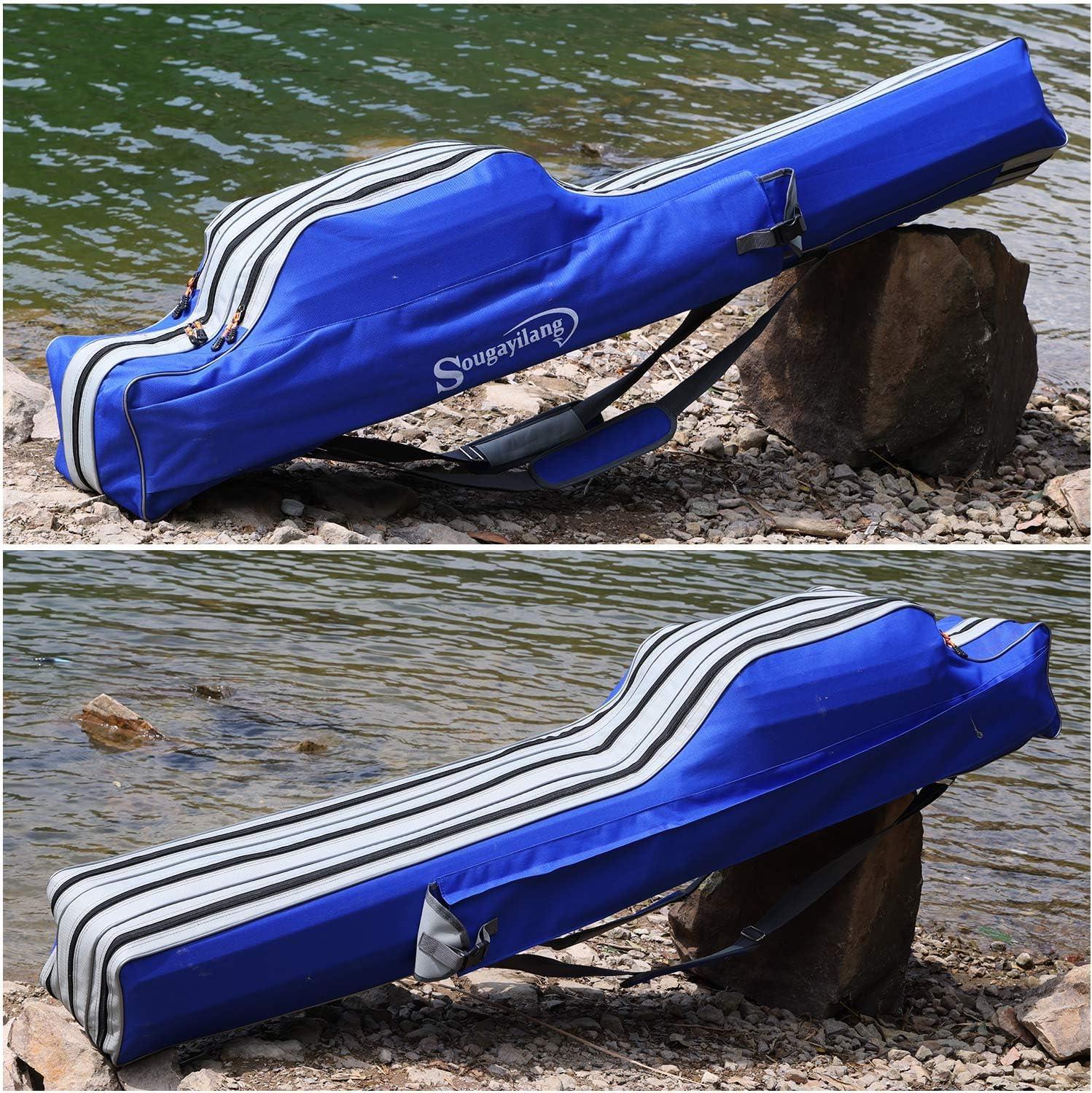 image:imageSougayilang Fishing Rod Case 3 Layers Organizer Pole Storage Bag Fishing Rod and Reel Carrier Organizer for Travel135cm53inBlueLength 170cm69in
