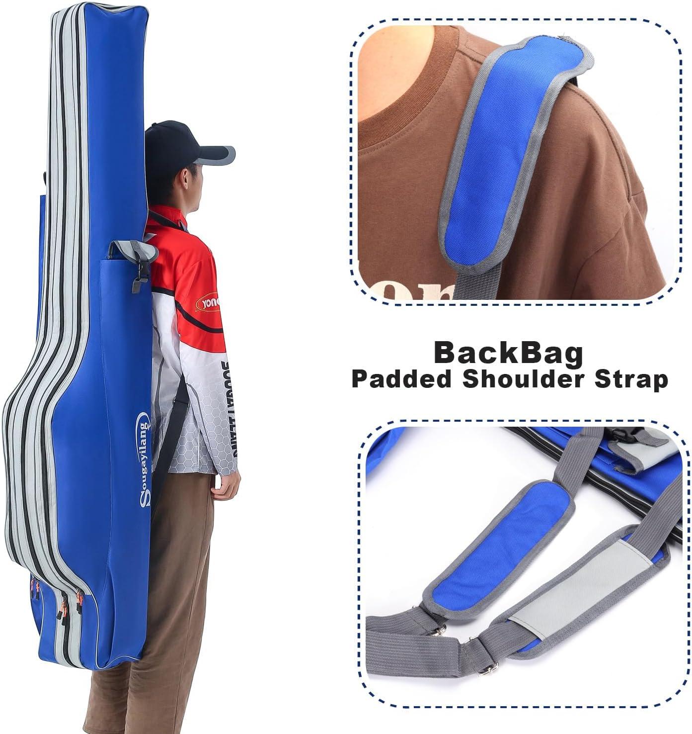 image:imageSougayilang Fishing Rod Case 3 Layers Organizer Pole Storage Bag Fishing Rod and Reel Carrier Organizer for Travel135cm53inBlueLength 170cm69in