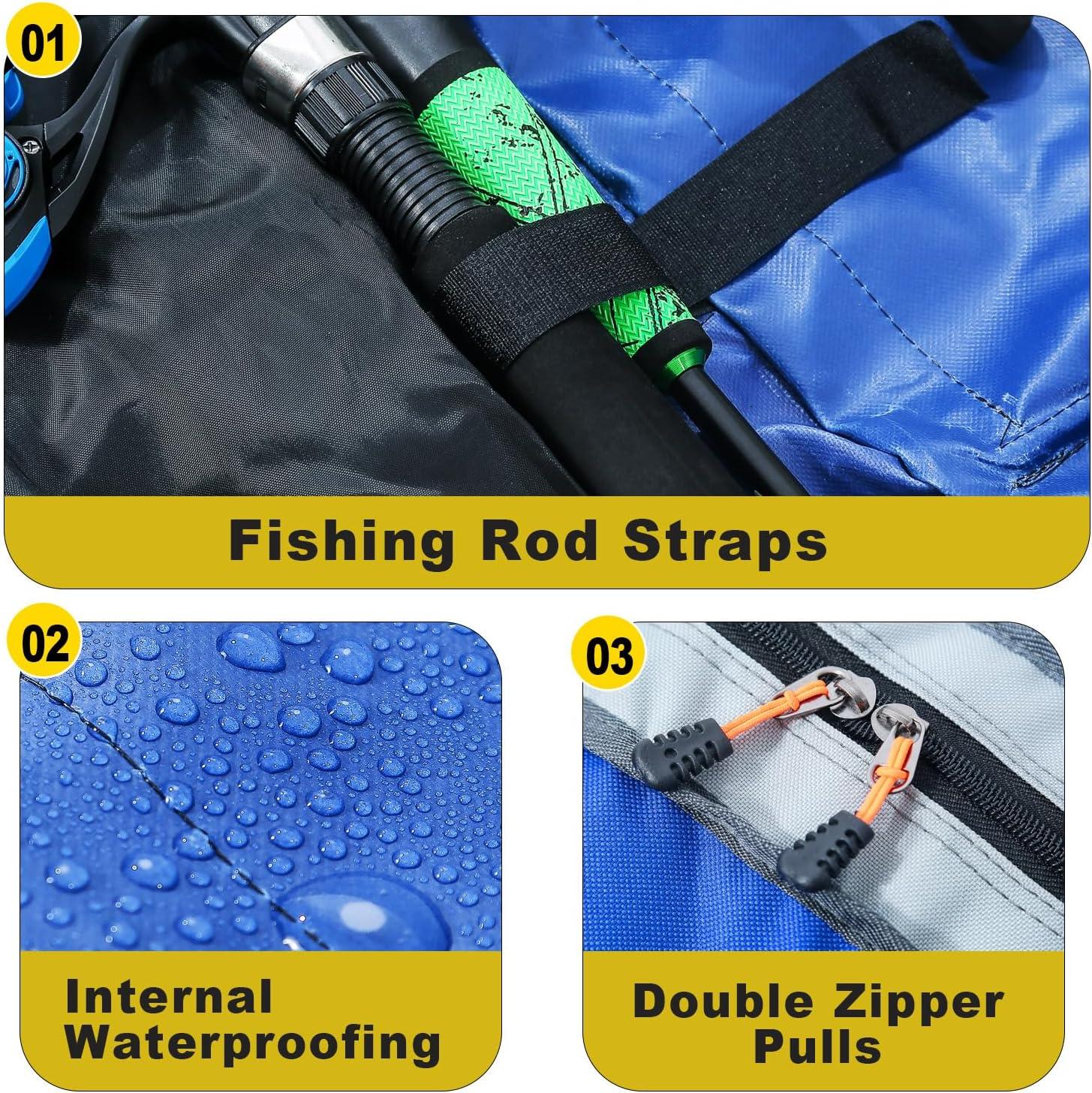 image:imageSougayilang Fishing Rod Case 3 Layers Organizer Pole Storage Bag Fishing Rod and Reel Carrier Organizer for Travel135cm53inBlueLength 170cm69in