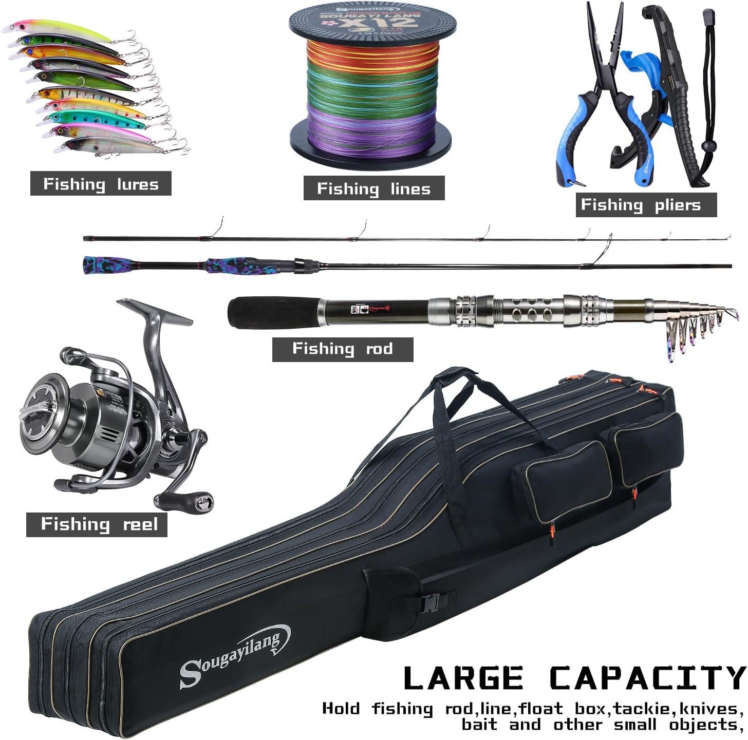image:imageSougayilang Fishing Rod Case Organizer Pole Storage Bag Fishing Rod and Reel Carrier Organizer for TravelBlackLength 165cm65in