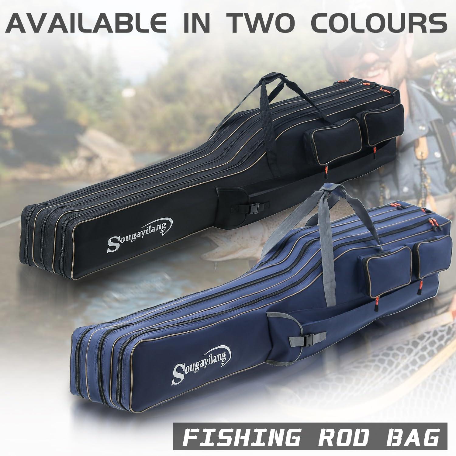 image:imageSougayilang Fishing Rod Case Organizer Pole Storage Bag Fishing Rod and Reel Carrier Organizer for TravelBlackLength 165cm65in
