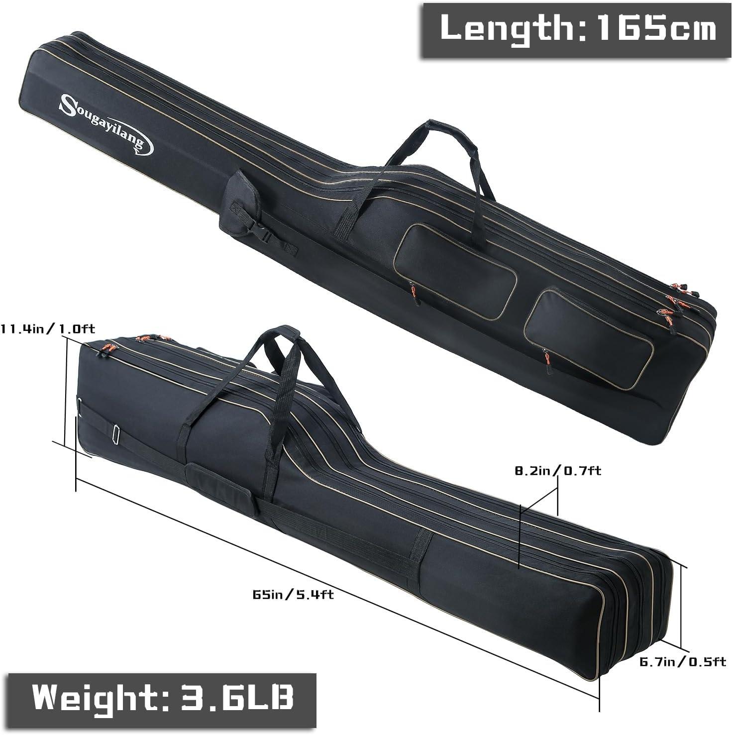 image:imageSougayilang Fishing Rod Case Organizer Pole Storage Bag Fishing Rod and Reel Carrier Organizer for TravelBlackLength 165cm65in