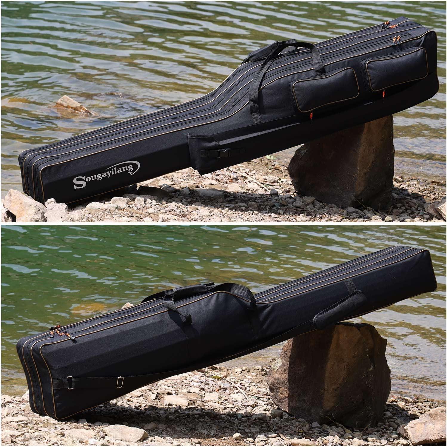 image:imageSougayilang Fishing Rod Case Organizer Pole Storage Bag Fishing Rod and Reel Carrier Organizer for TravelBlackLength 165cm65in