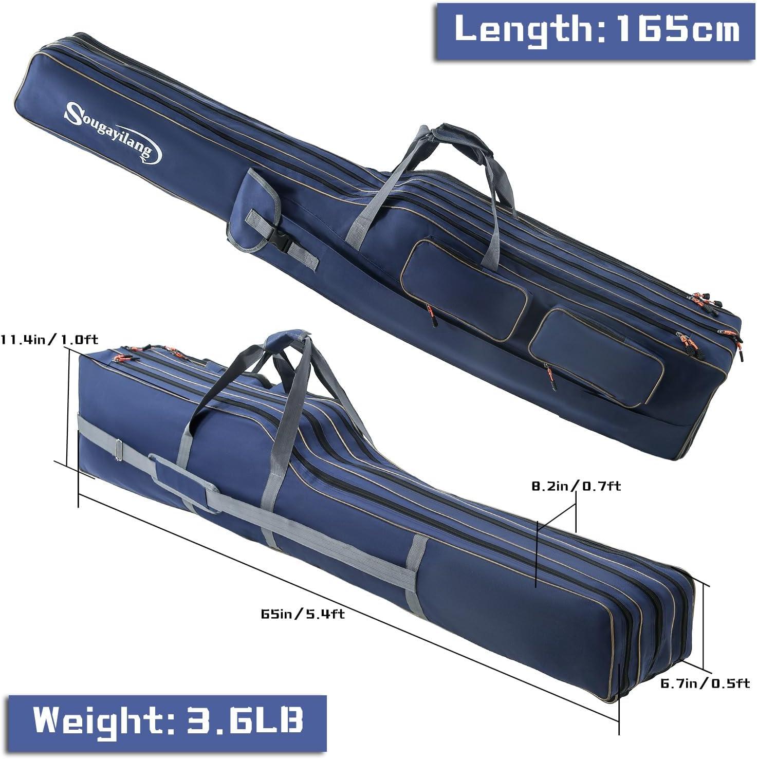 image:imageSougayilang Fishing Rod Case Organizer Pole Storage Bag Fishing Rod and Reel Carrier Organizer for TravelBlueLength 165cm65in