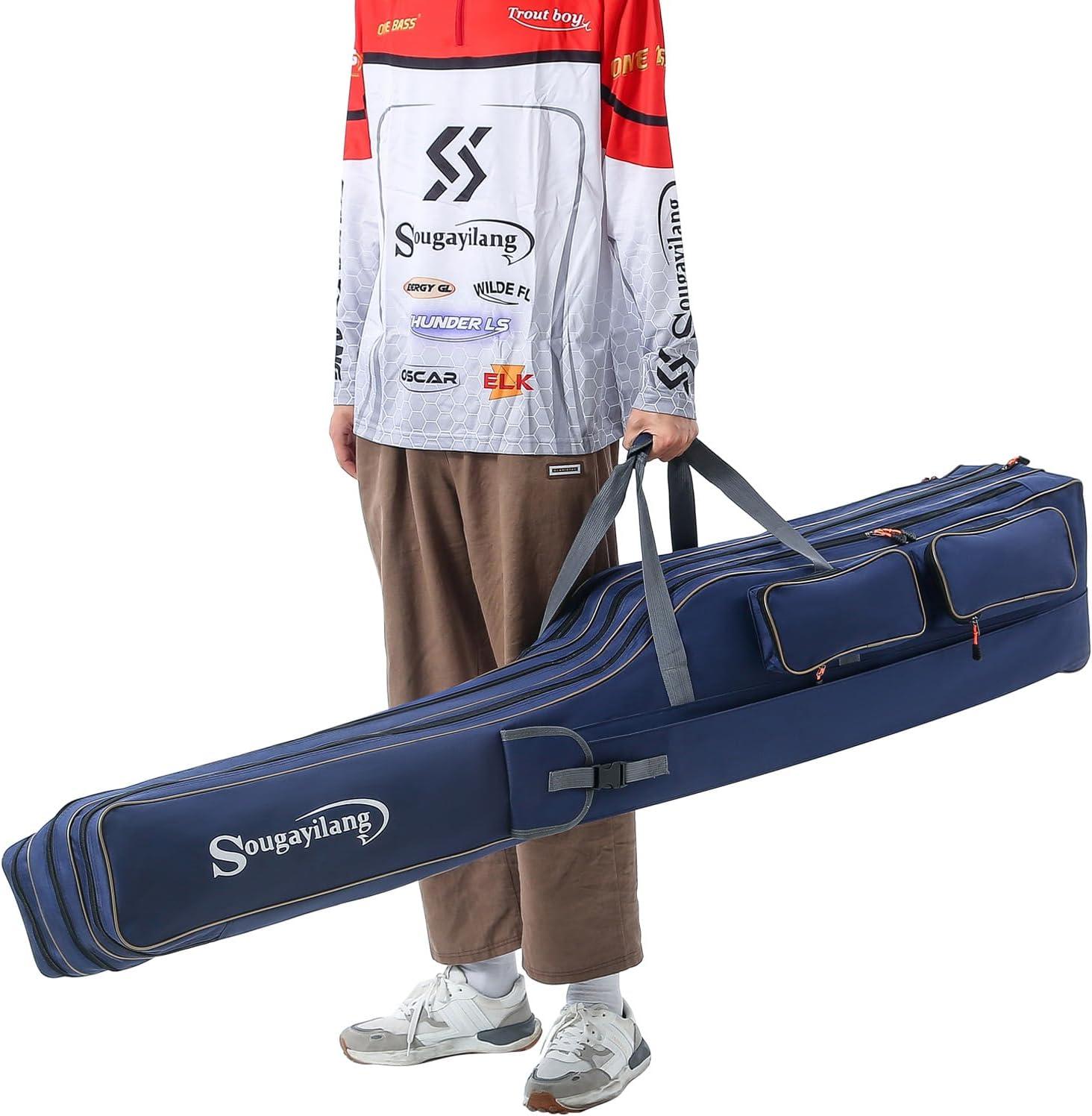 image:imageSougayilang Fishing Rod Case Organizer Pole Storage Bag Fishing Rod and Reel Carrier Organizer for TravelBlueLength 165cm65in