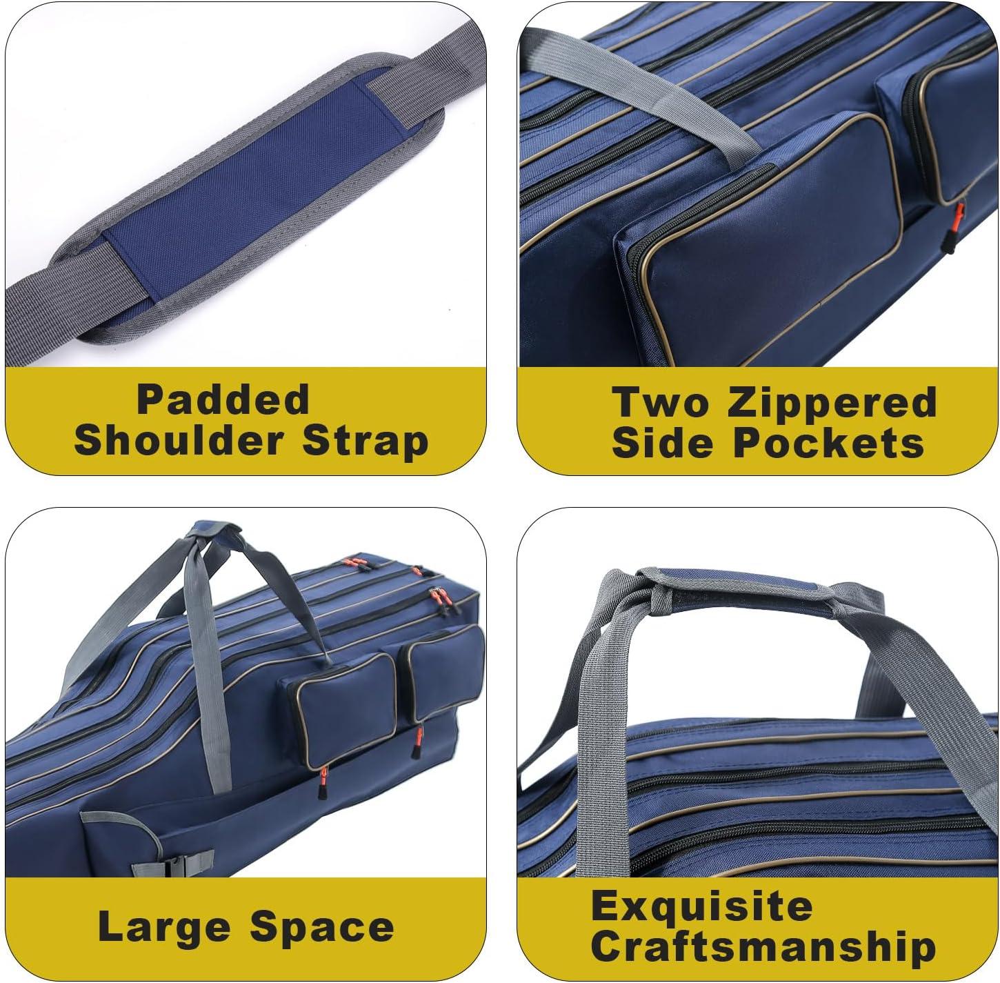 image:imageSougayilang Fishing Rod Case Organizer Pole Storage Bag Fishing Rod and Reel Carrier Organizer for TravelBlueLength 165cm65in