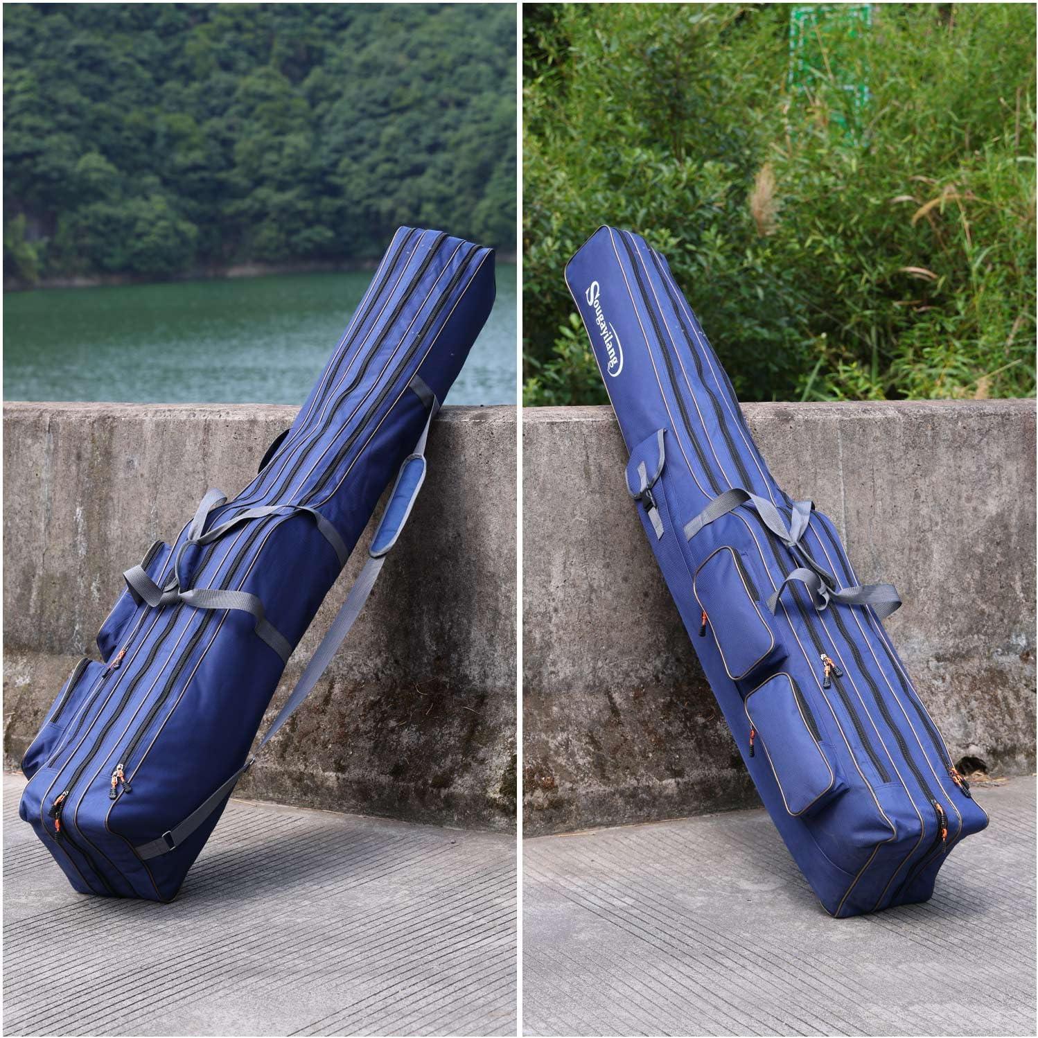 image:imageSougayilang Fishing Rod Case Organizer Pole Storage Bag Fishing Rod and Reel Carrier Organizer for TravelBlueLength 165cm65in