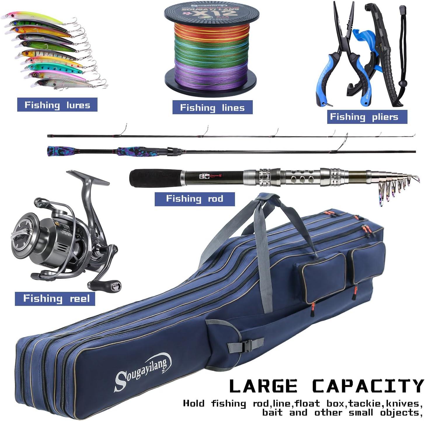 image:imageSougayilang Fishing Rod Case Organizer Pole Storage Bag Fishing Rod and Reel Carrier Organizer for TravelBlueLength 165cm65in