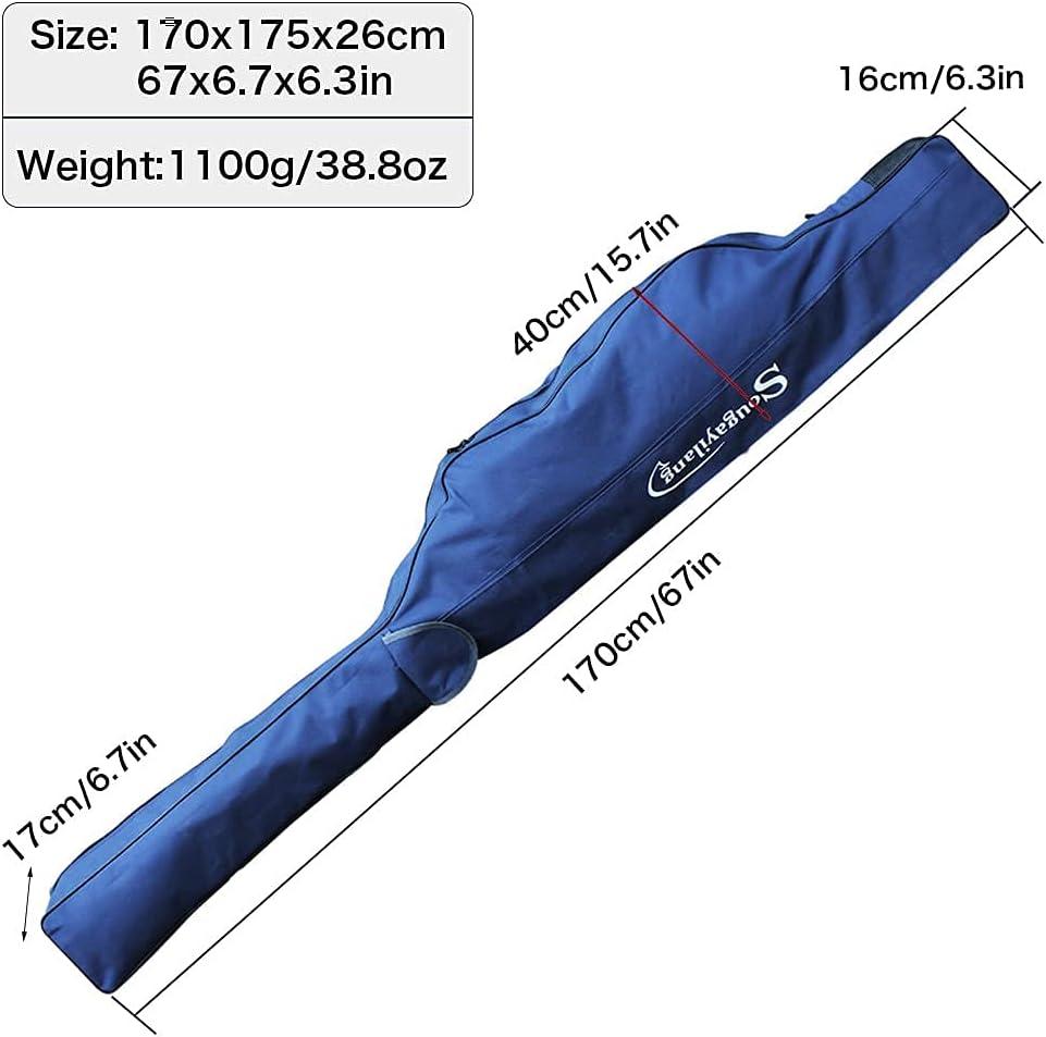 image:imageSougayilang Fishing Rod Case Organizer Pole Storage Bag Fishing Rod and Reel Carrier Organizer for TravelBlueLength 170cm67in