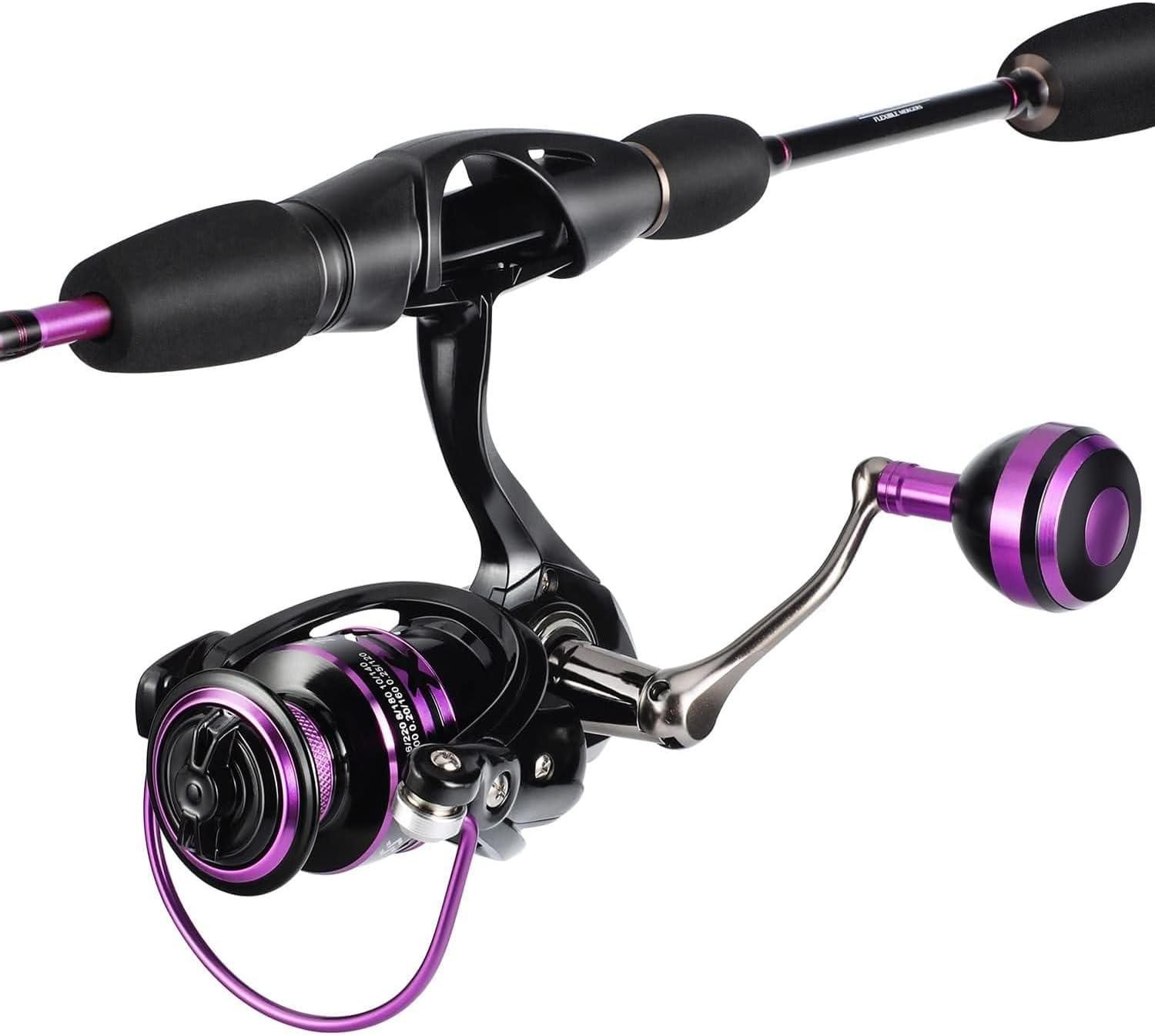 image:imageSougayilang Fishing Rod Ultralight Sensitive 2 Pieces Trout Spinning Rod Stainless Steel Line Guides Fishing Pole with Comfortable EVA Grip Rod HandleRod and ReelPurple