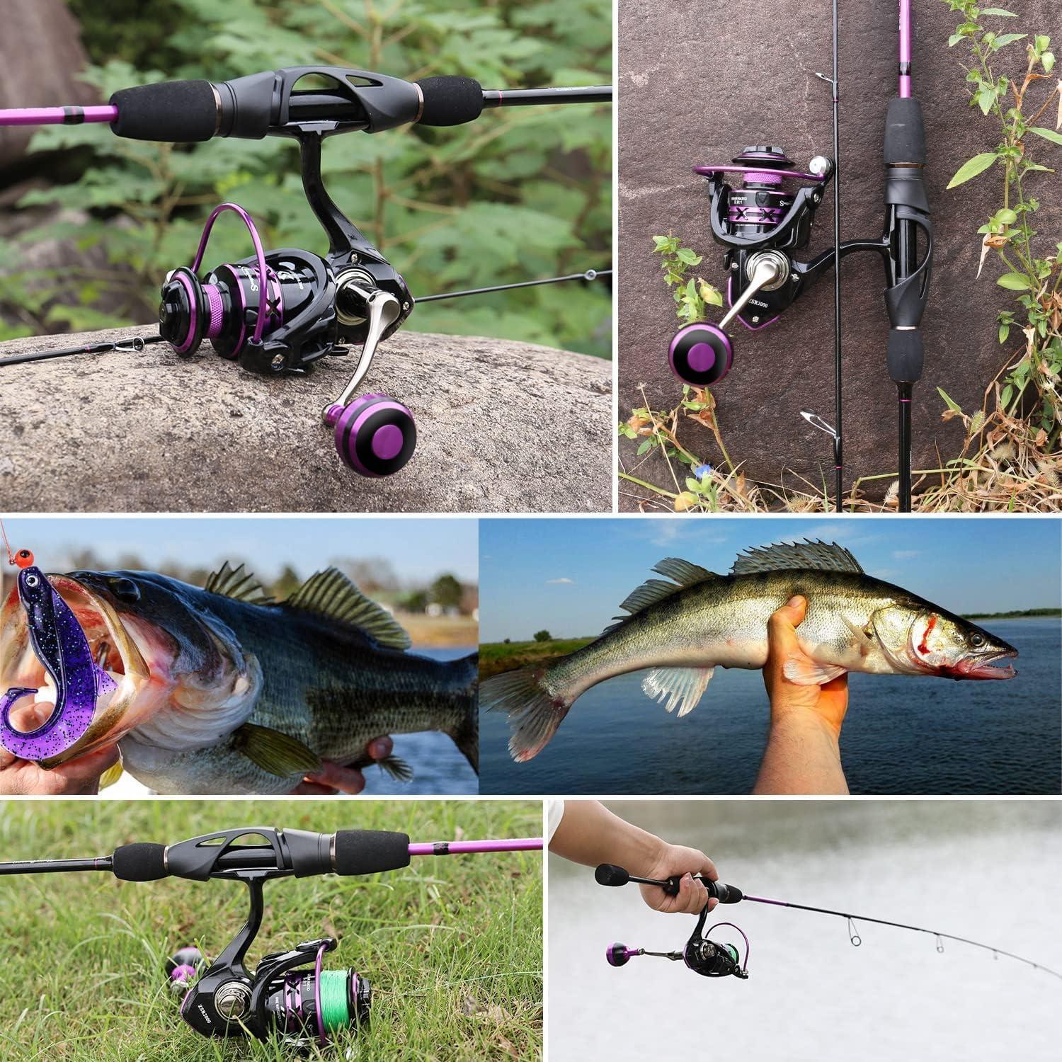 image:imageSougayilang Fishing Rod Ultralight Sensitive 2 Pieces Trout Spinning Rod Stainless Steel Line Guides Fishing Pole with Comfortable EVA Grip Rod HandleRod and ReelPurple